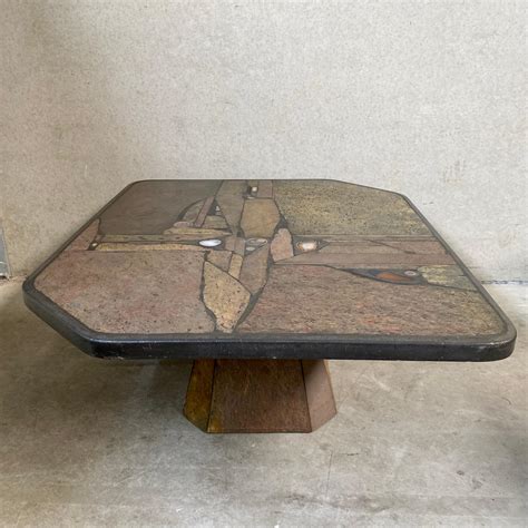 Brutalist Stone Brass Agate Art Coffee Table Design Studio Stam ...