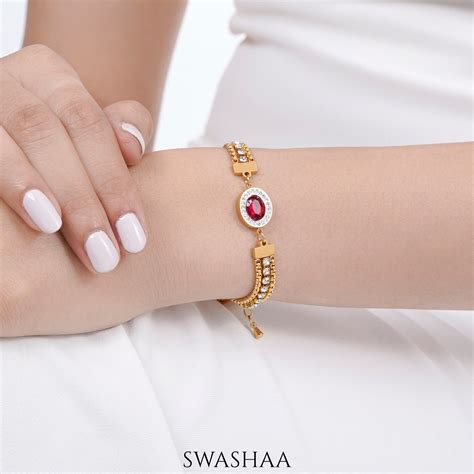 Ruby 18K Gold Plated Bracelet – Swashaa