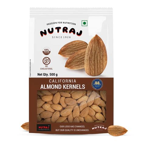 Nutraj Premium Raw California Almonds Whole Value Pouch Pack 500g | 100 ...