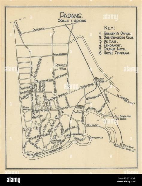 Padang city plan. Sumatra, Dutch East Indies. Indonesia. VAN STOCKUM 1930 map Stock Photo - Alamy