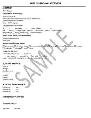 Fillable Online Sample Nutritional Assessment Sample Nutritional ...