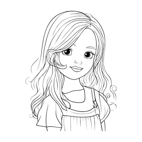 Menina bonitinha com ilustração vetorial de cabelo comprido para livro ...