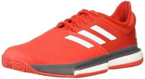 adidas Men's SoleCourt Boost Tennis Shoe, Active Red/White/Grey, 14 M ...