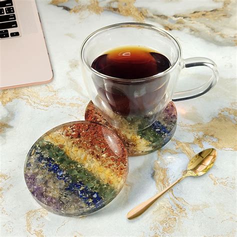 Buy 7 Chakra Crystal Coaster Pair – Energy Healing & EMF Protection