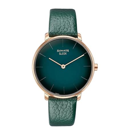 Buy Sonata Sleek Green Dial Leather Strap Analog Watch for Women ...