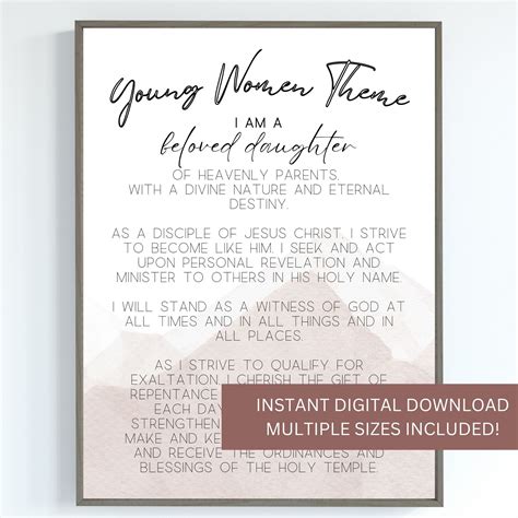 LDS Young Women Theme, Young Women Theme, YW Printable, LDS Youth, 2023 ...