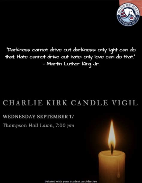 UNH Charlie Kirk Vigil, T-Hall Lawn, UNH, Durham, 17 September 2025 ...