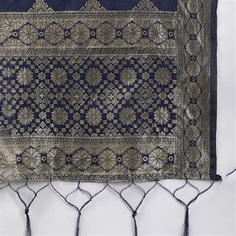 Pink & Navy Blue Woven Design Semi-Stitched Lehenga & Unstitched Blouse ...