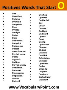 Positive Vocabulary Words that Start with O - Vocabulary Point