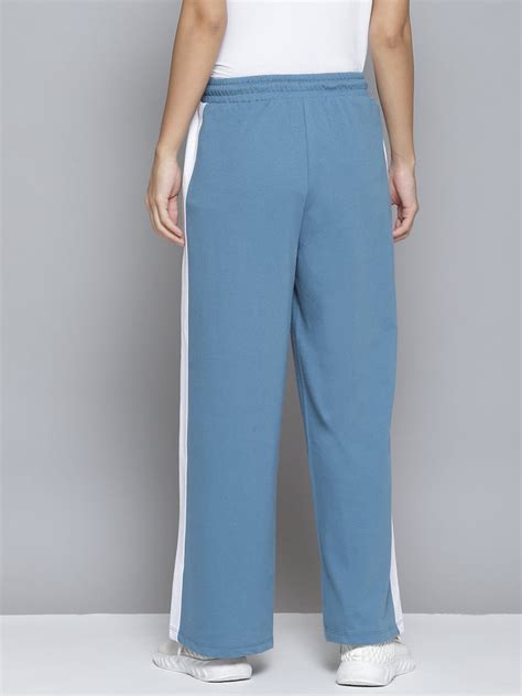 Alcis Women Blue & White Striped Relaxed Fit Joggers WTPMA210561-XS