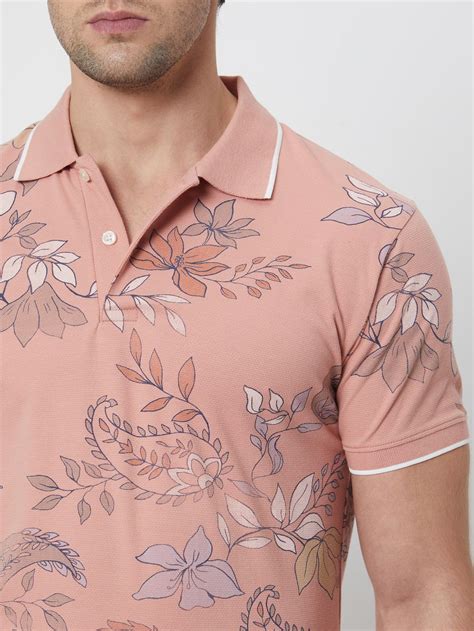 Buy Pink Paisley Print Slim Fit Polo Online at Muftijeans