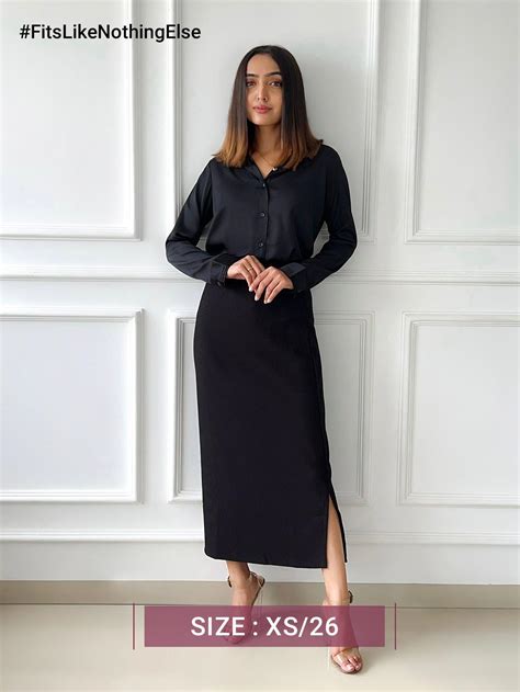 Buy Black LivIn Midi formal skirt Online | FableStreet