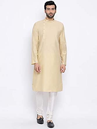 Buy Namaskar Full Sleeve Silk Kurta and Churider Set for Men(Cream) at ...