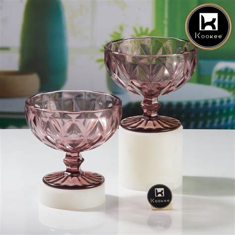 Kookee Crystal Glass Ice Cream Bowls, Glass Dessert Cups, Fruit Parfait ...