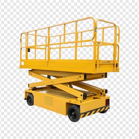 Yellow scissor lift platform for construction and maintenance | Premium ...