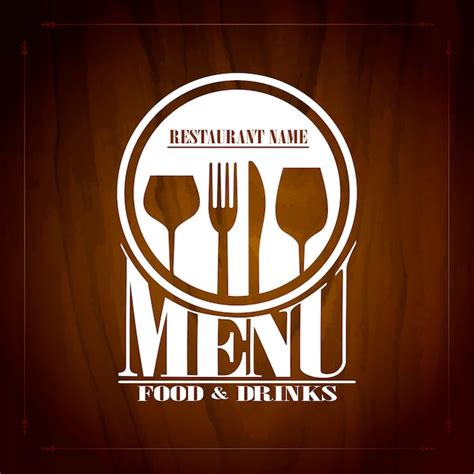 Food and drinks menu wood background vector illustration | Premium Vector