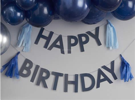 Faixa Happy Birthday Azul Navy 1,5m | Tudo Para Festas