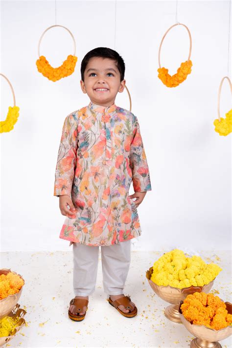 Pre-Order: Schiffli Floral Kurta Set– Peony Kids Couture