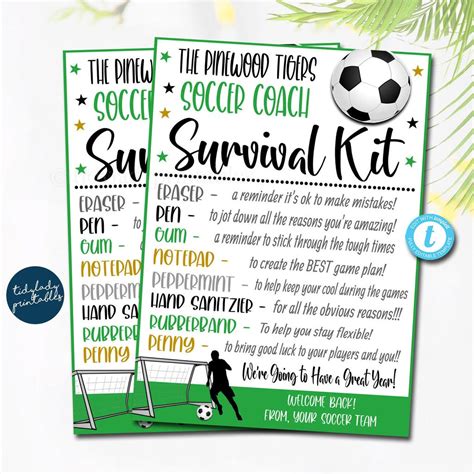EDITABLE Soccer Coach Survival Kit Printable, Team Coach Gift, Thank ...