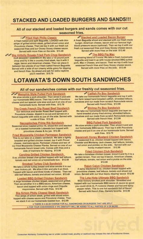 Lotawata Creek menu in Fairview Heights, Illinois, USA