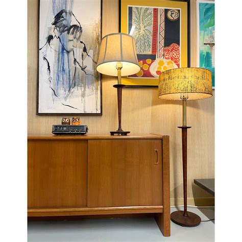Vintage Danish Modern Walnut Floor Lamp with Matching Table Lamp at ...