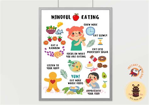 Mindful Eating Mental Health Quotes Poster Healthy Eating, Kids Eat ...