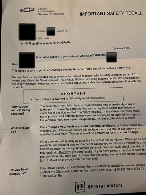 Did anyone else with a 2013 Spark get this recall notice from GM? Parts ...
