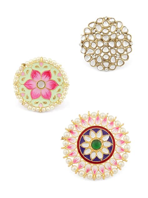 ZAVERI PEARLS Set of 3 Multicolor Meenakari Floral Design Ethnic ...
