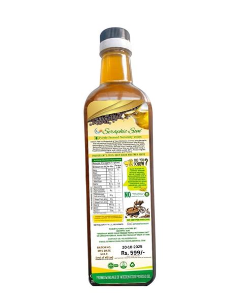 Seraphic Sun 100% Pure & Unrefined Wooden Cold Pressed Black Mustard Oil