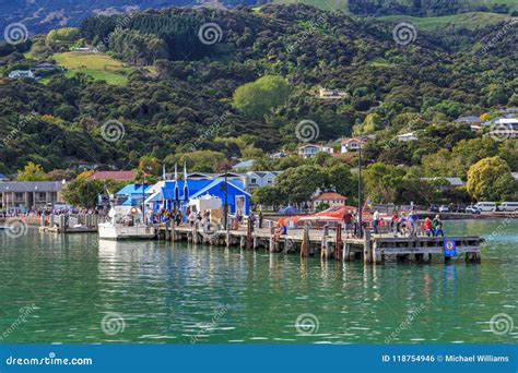 Main Wharf at Akaroa, New Zealand, As Seen from the Harbour Editorial ...