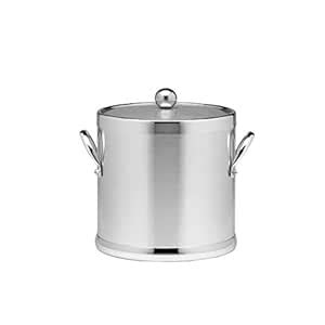 Kraftware 70493 Brushed Chrome 3 Quart Ice Bucket With Side Handles And ...