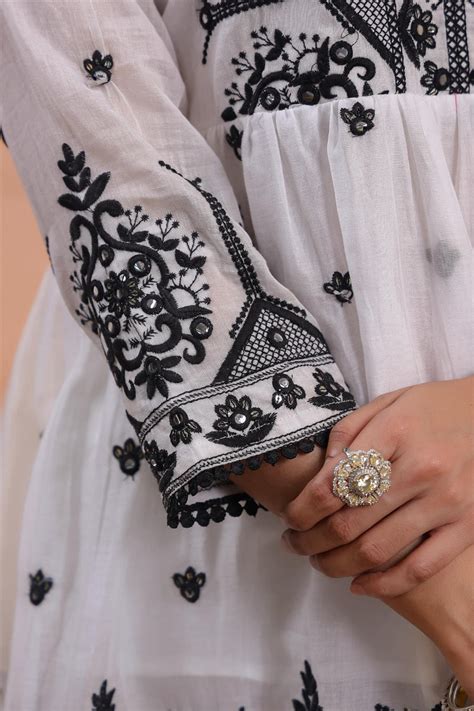 Shop White Mulmul Mirror Embroidered Peplum Sharara Set- Elegant Ethnic ...