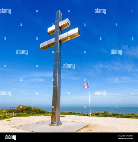 Large cross of Lorraine facing a Free France flag, erected in 1990 on ...