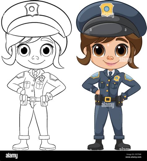 Illustration of girls dressed as police officers Stock Vector Image & Art - Alamy