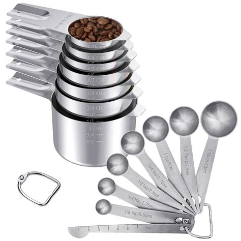 Buy HASTHIP® 15-Piece Kitchen Measuring Cups & Spoons Set with 7 Cups ...