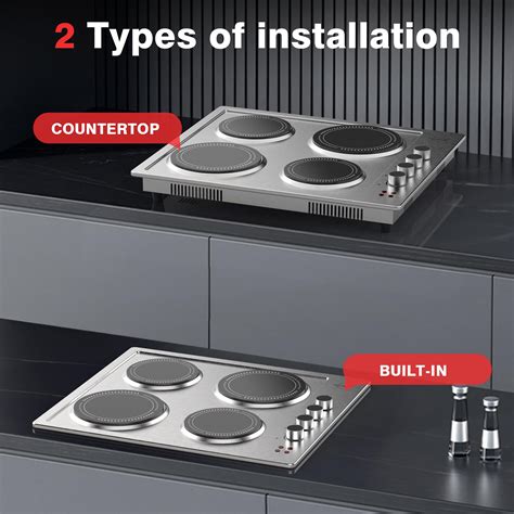 Safety Lock Electric Cooktop Cooksir Electric Cooktop 24 Inch, 4 Burner ...