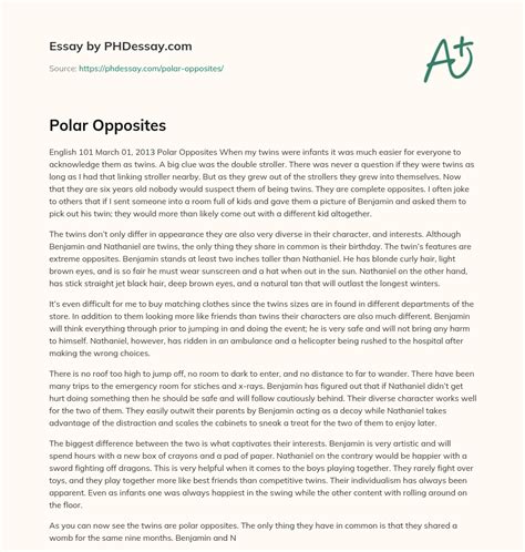 Polar Opposites (600 Words) - PHDessay.com