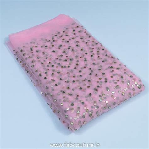 Premium Pink Colour Net Embroidered Fabric Fabric for Designers ...