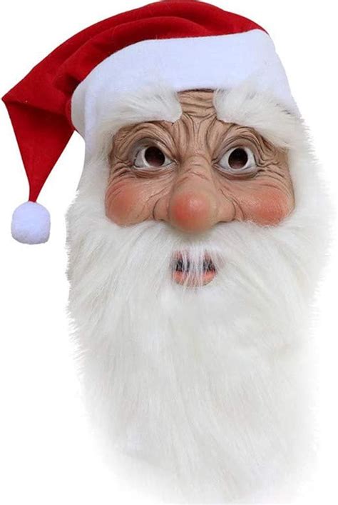 Buy Santa Claus Latex Mask Soft Realistic Full Face Mask White Beard ...