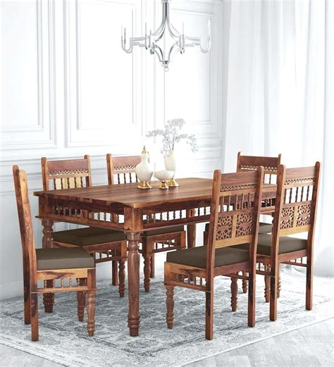 Jangid Handicraft Solid Sheesham Wood Traditional Dining Table 6 Seater ...