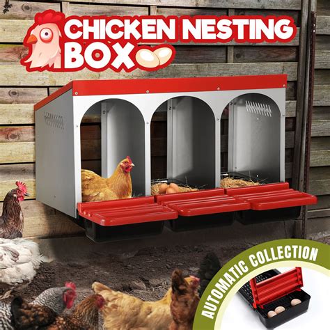 3 Hole Chicken Nesting Box Hen Roll Away Laying Boxes Chook Nest ...