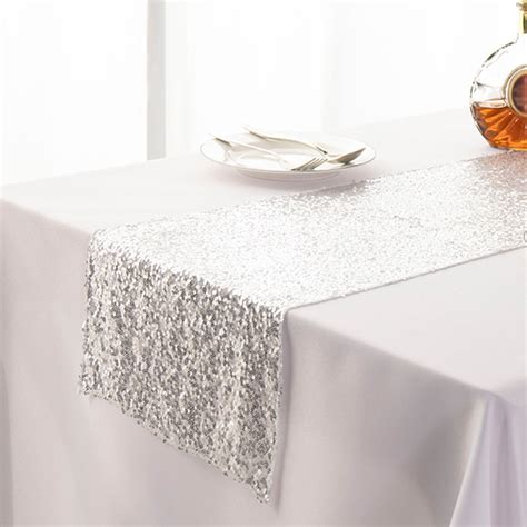 Ludlz Rose Gold Sequin Table Runner 12"x108" Glitter Sequin Fabric ...