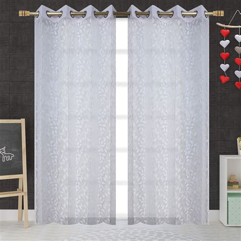 Buy STYLOCASA Polyester Leaf Print Transparent Net Tissue Sheer ...