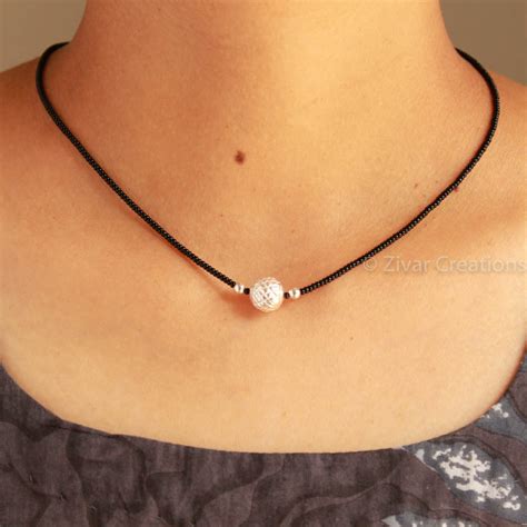 Small Pure Silver Bead Short Mangalsutra(Muhurta Mani) – Zivar Creations