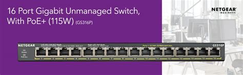 NETGEAR 16-Port Gigabit Ethernet Unmanaged PoE+ Switch (GS316P) - with ...