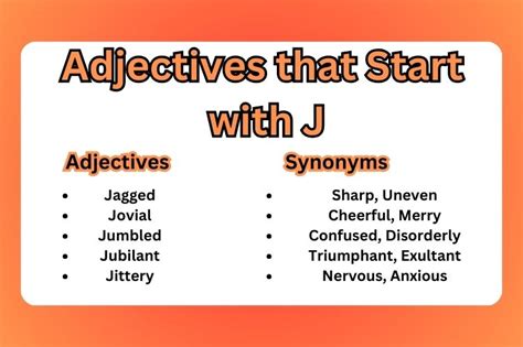 Enrich Your Writing: Explore 100+ Adjectives That Start with J