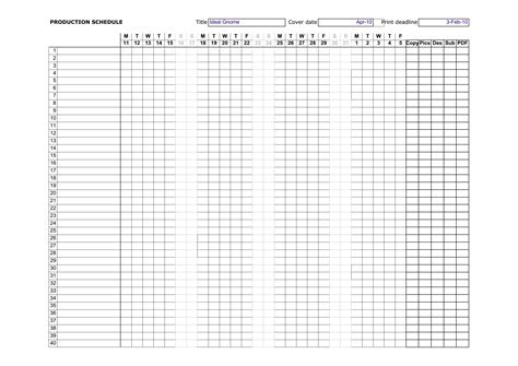 Image result for Production Schedule Example