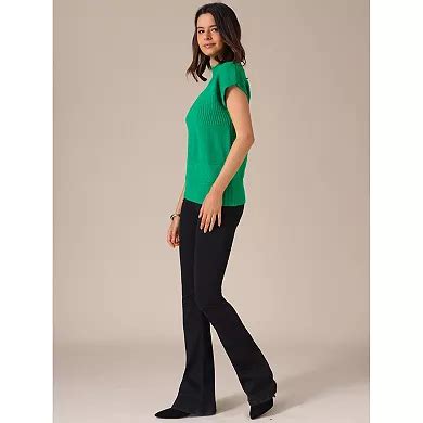 Women's Sleeveless Sweaters Vest Casual Mock Neck Cap Sleeve Knit ...