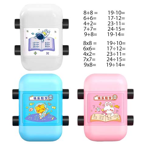 Addition Subtraction 2 in 1 Math Roller Stamps, 3Pcs Reusable Roller ...