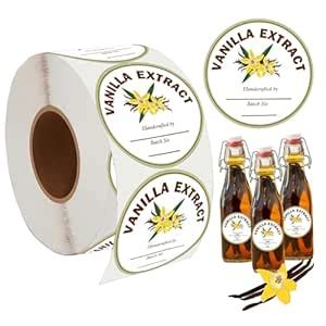 2 inch Vanilla Extract Labels Round Circle Gloss White Labels for ...